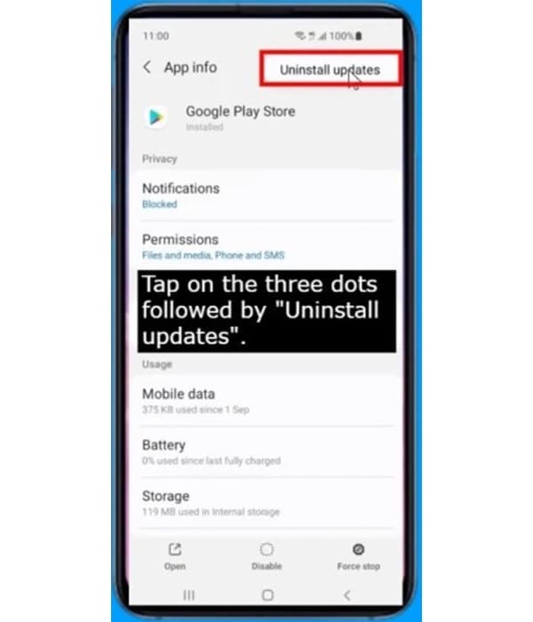 uninstall updates on Google Play