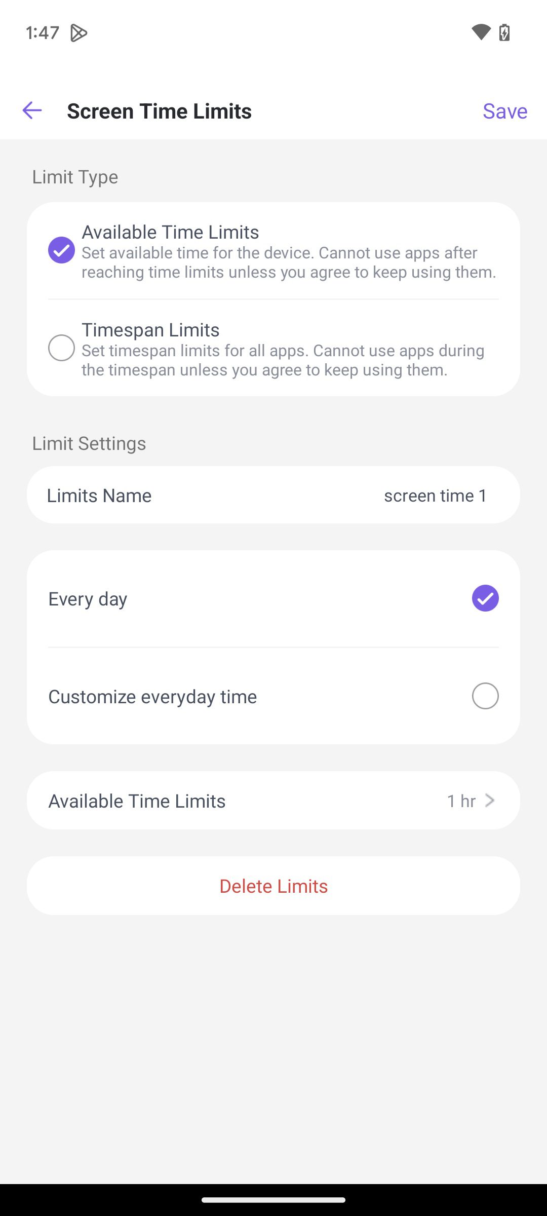 Customize screen time limits on FlashGet Kids