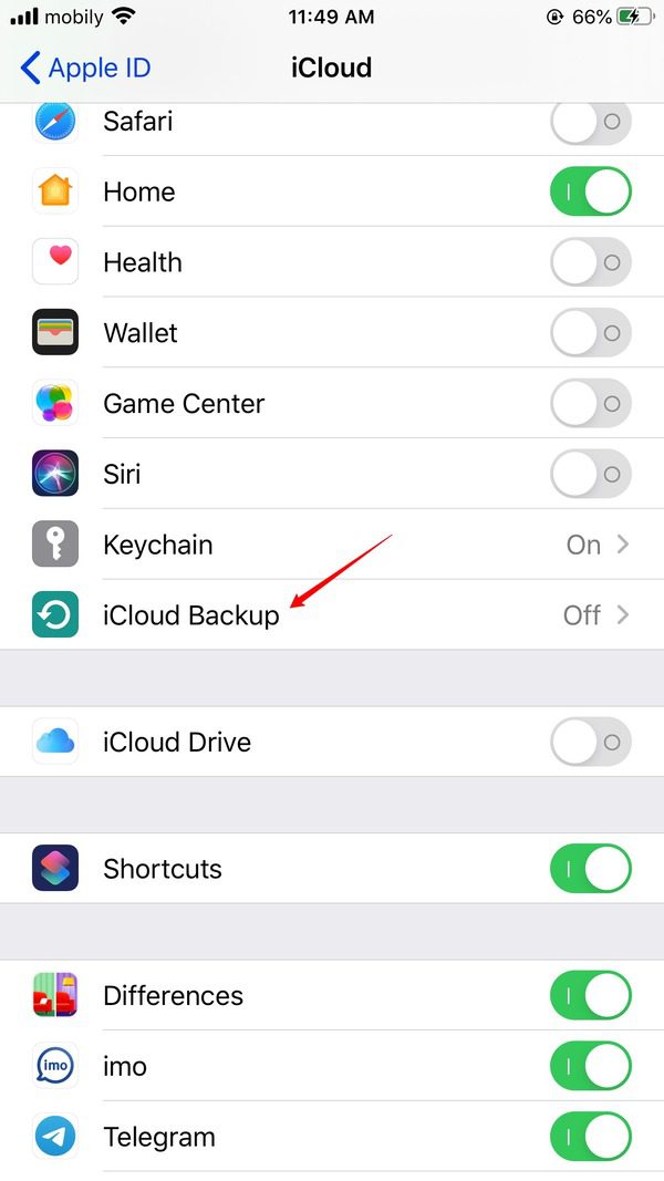 sao lưu iCloud