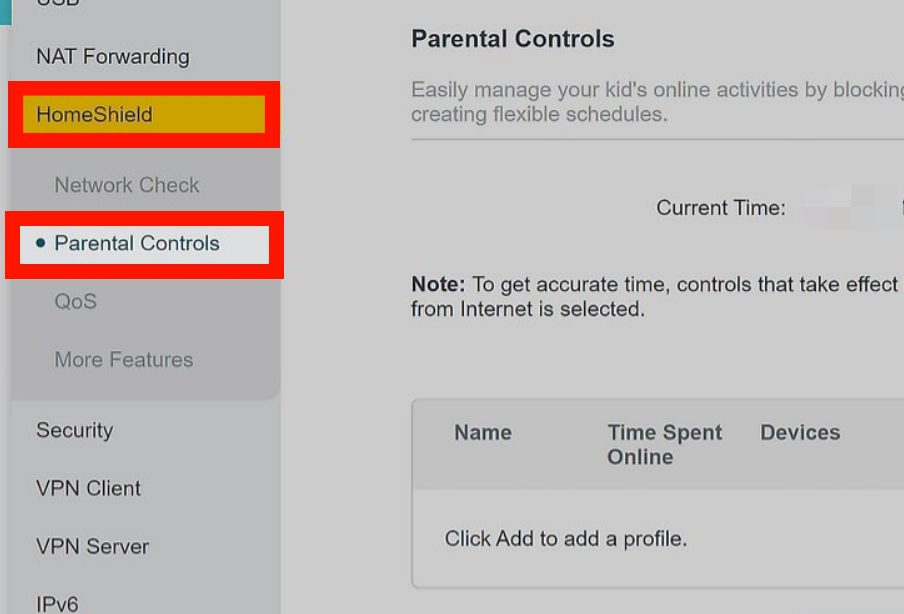 Router parental controls