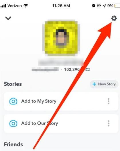 Snapchatにアクセスし、設定に移動します