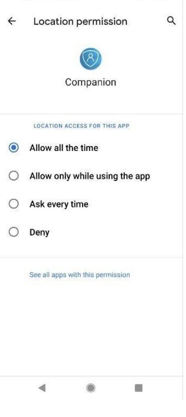Location permission-Allow all the time