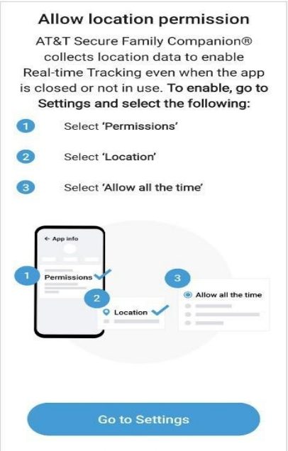 Allow location permission - Go to Settings