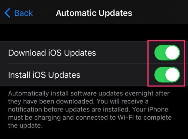 Actualizaciones automáticas de iPhone y iPad