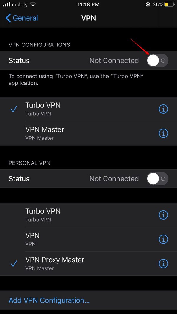 相手に気づかれずに「iPhone を探す」の場所を一時停止する方法 - VPN サーバーに接続する