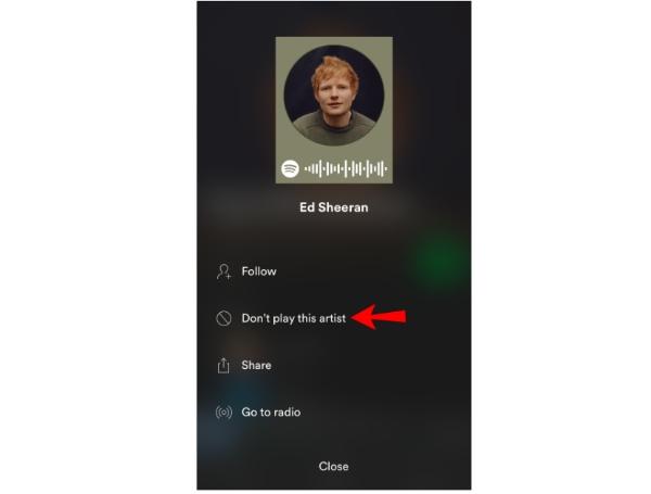 Hur man blockerar på Spotify- Spela inte detta