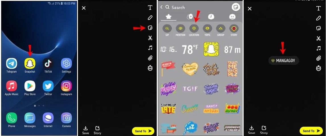 Comment ajouter emplacement sur le filtre Snapchat sur Android 