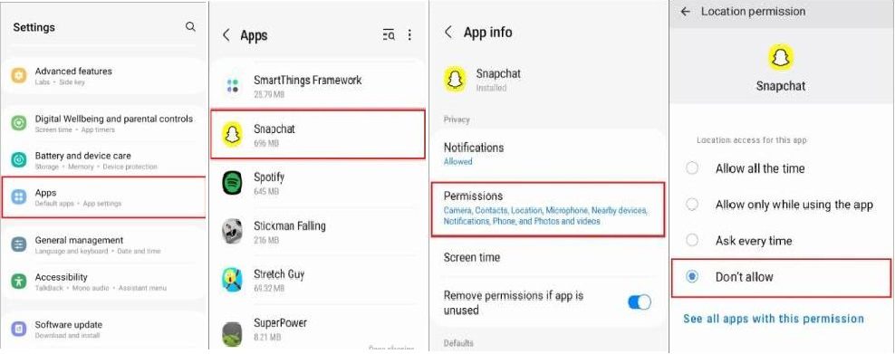 cara mematikan lokasi di Snapchat di Android