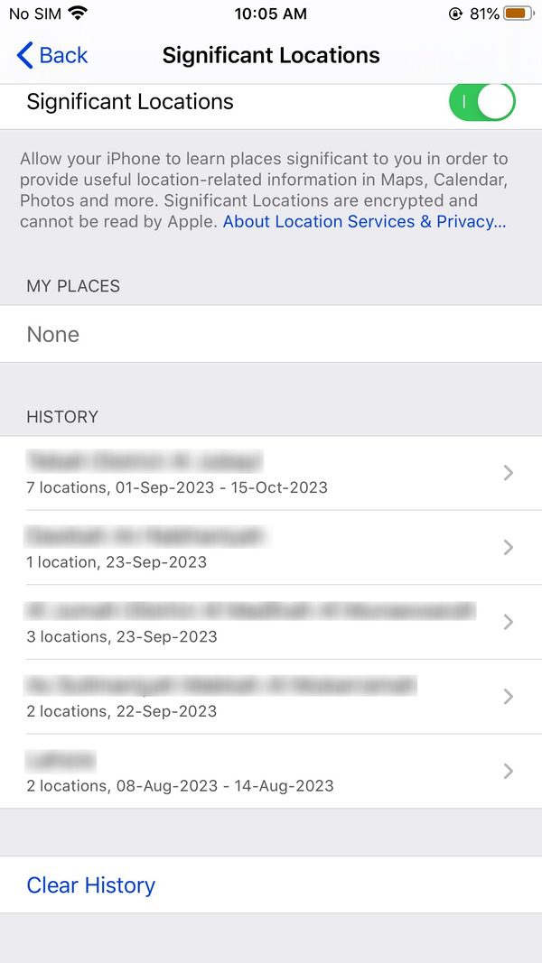 What is significant locations on iPhone