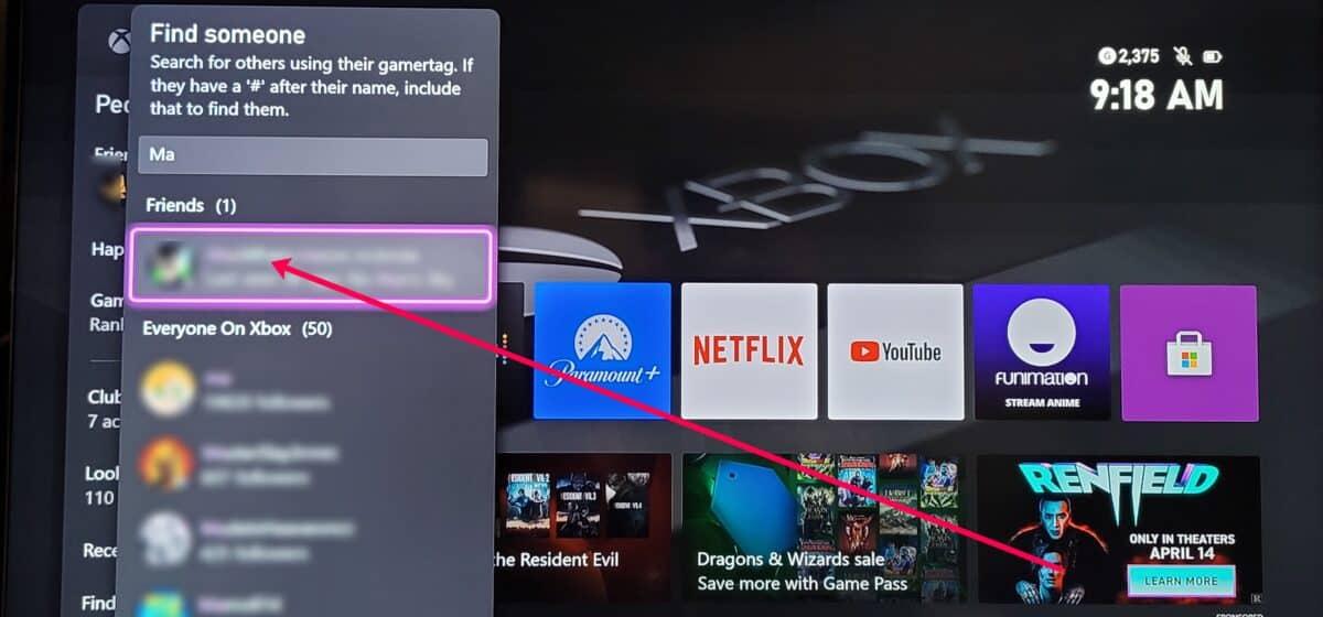 πώς να ξεμπλοκάρετε κάποιον στο Xbox - κάντε κλικ στην ετικέτα παίκτη του και πατήστε A στο χειριστήριό σας