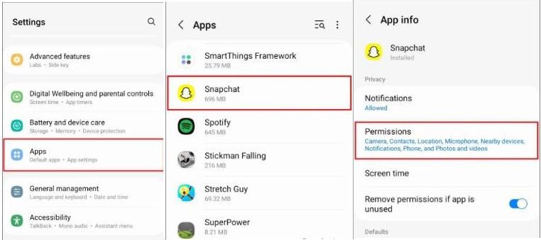 Cara mengaktifkan lokasi di Snapchat di Android