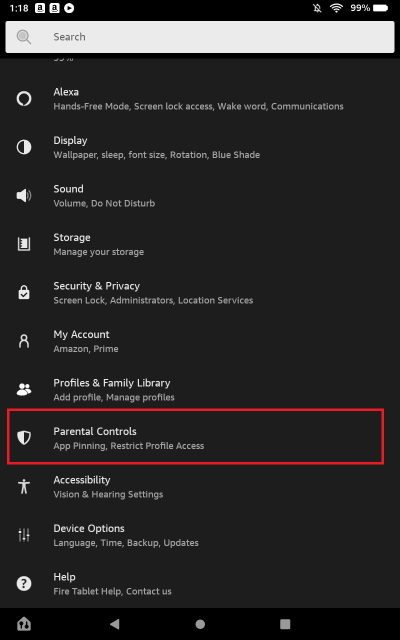 απενεργοποιήστε τους γονικούς ελέγχους στο Amazon Fire Tablet