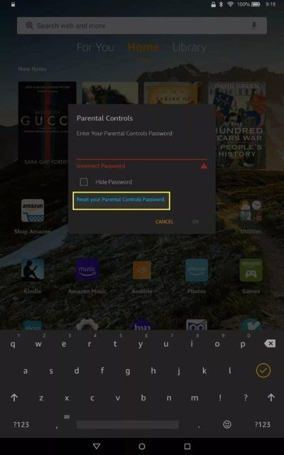 Reset parental control password on amazon fire tablet