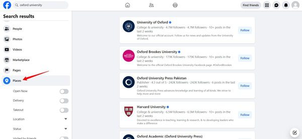 Keress a Facebook bejelentkezésekben