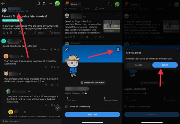 How to block someone on Reddit chat