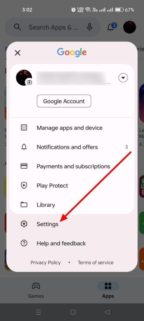 block an app from being downloaded - select Settings