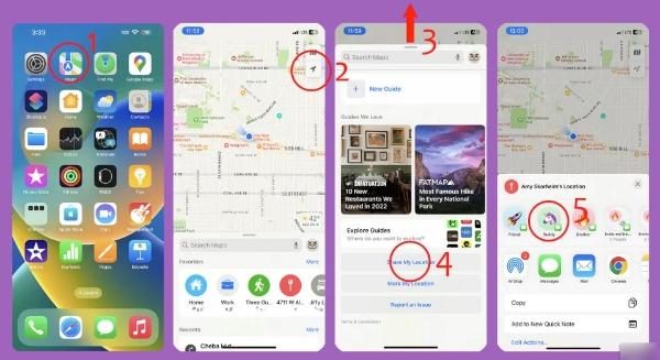 Hur man delar plats på iPhone-steg för att dela plats med Apple Map-appen