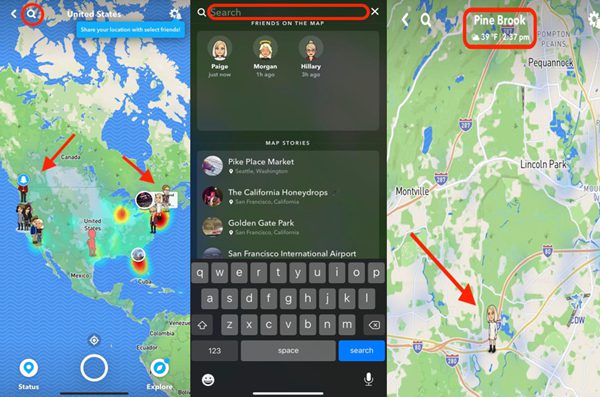 emplacement de la piste sur la carte Snapchat