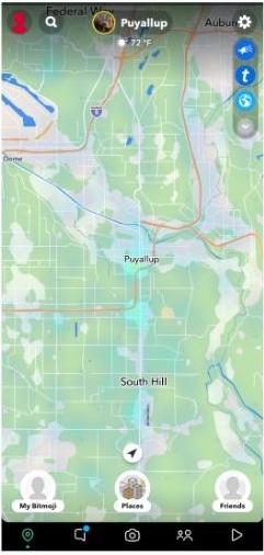 Använd nypning för att komma åt Snapchat Map