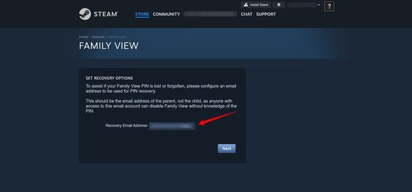 Richten Sie eine Steam-Elternwiederherstellungs-E-Mail ein