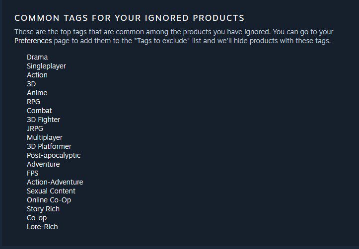 tags comuns para seus produtos ignorados