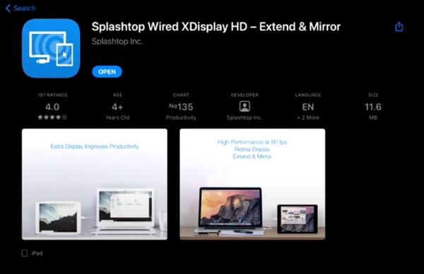 use iPad as second monitor on Windows by Splashtop Wired XDisplay