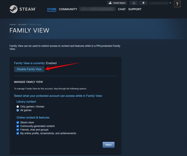 Disable Family View