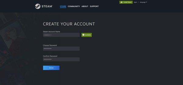 Create Your Username and password