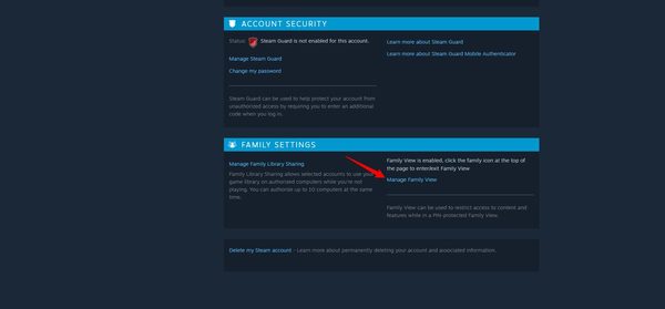 Διαχειριστείτε το Steam Family View