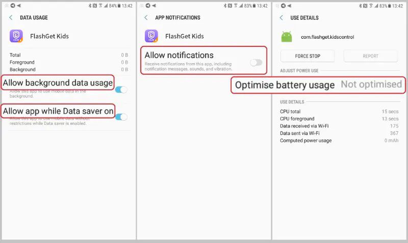 no optimizar el uso batería