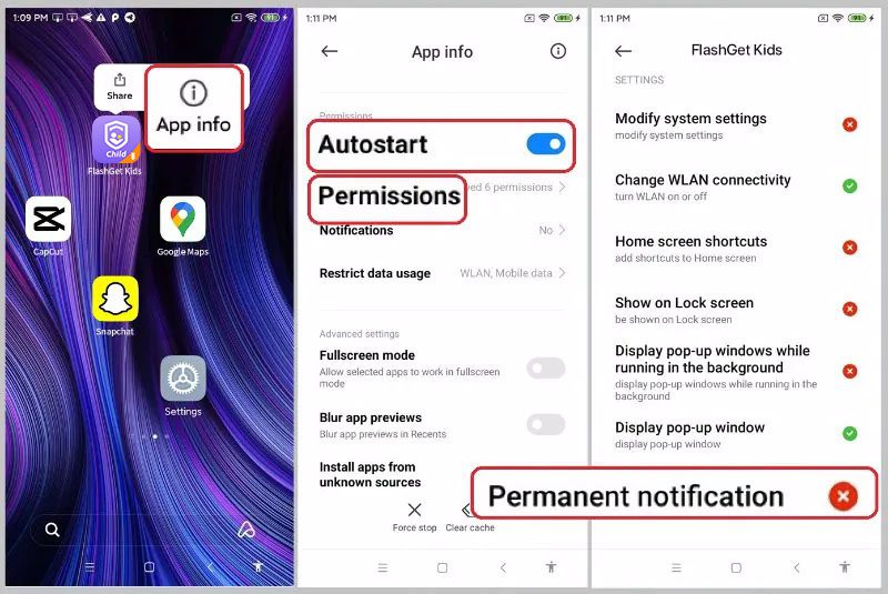 Turn off permanent notification