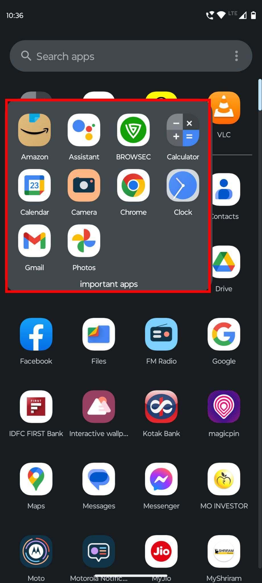 Come trovare app nascoste: cartelle del cassetto app