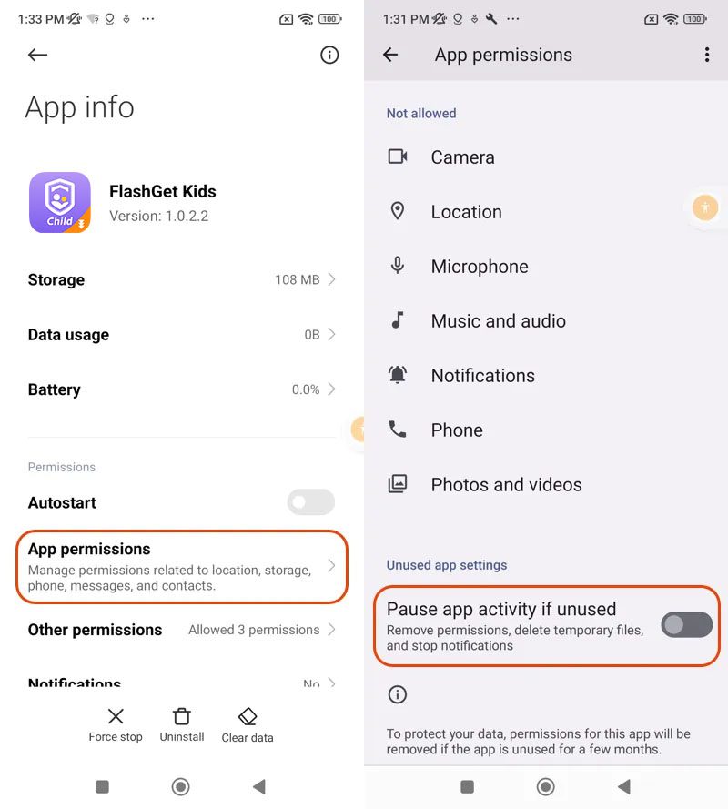 App permissions