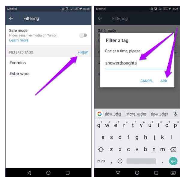 Filtern Sie Tags in der Tumblr-App