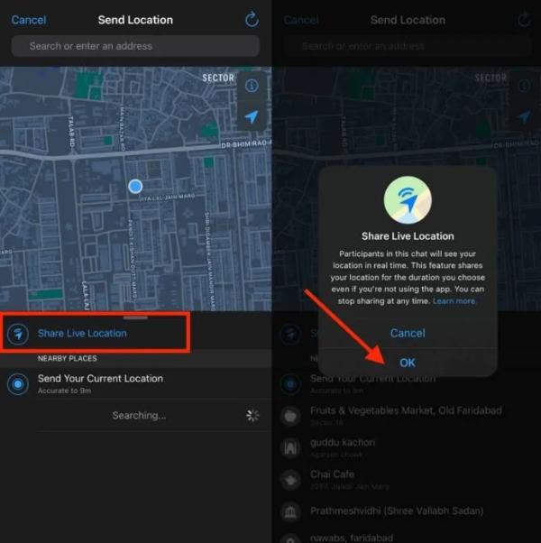 How to share location on WhatsApp from Google Maps