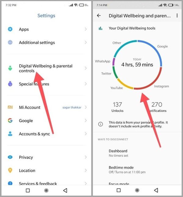 ตรวจสอบการใช้งานแอปใน Digital Wellbeing