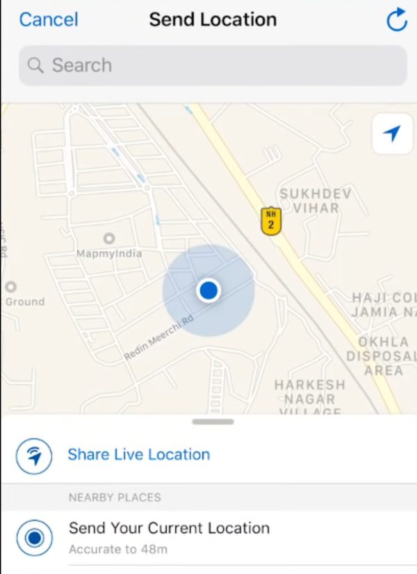 Share live location