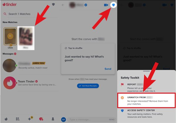 Unmatch someone on Tinder