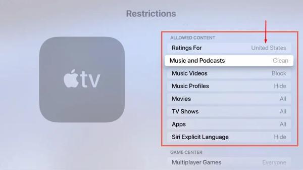How to restrict access to content on Apple TV?