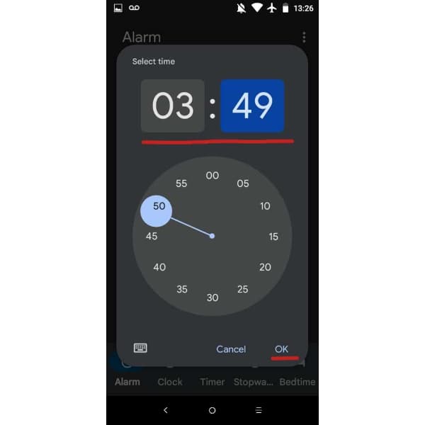  Geser waktu alarm 