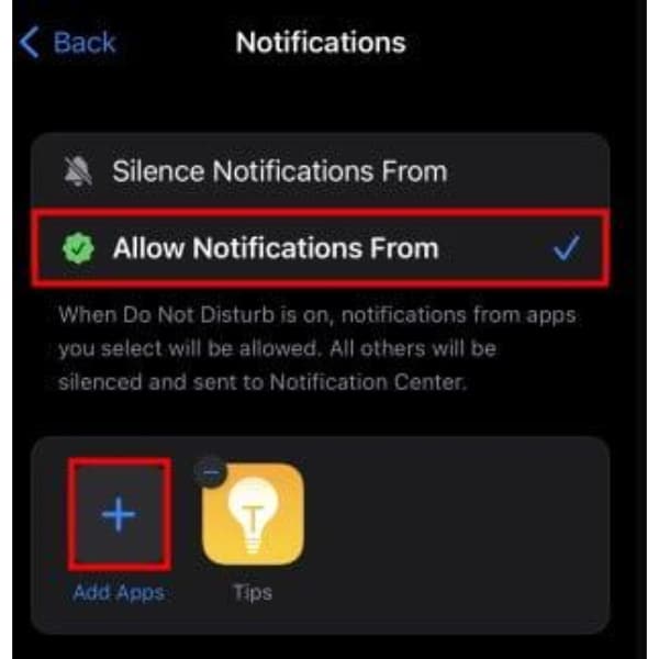 Allow Notifications From
