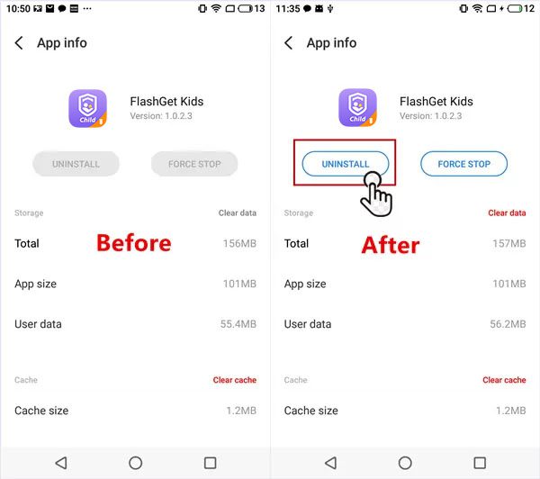 ถอนการติดตั้ง FlashGet Kids อีกครั้ง