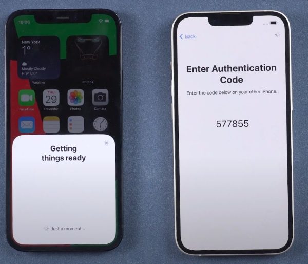 Follow on-screen instructions to clone a phone on iPhone