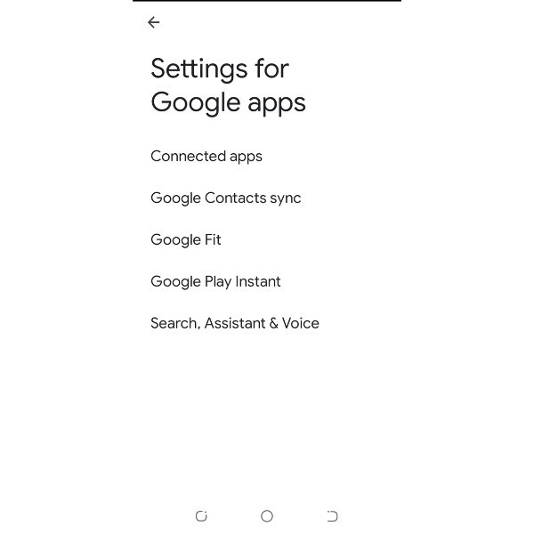 configurações para aplicativos do Google