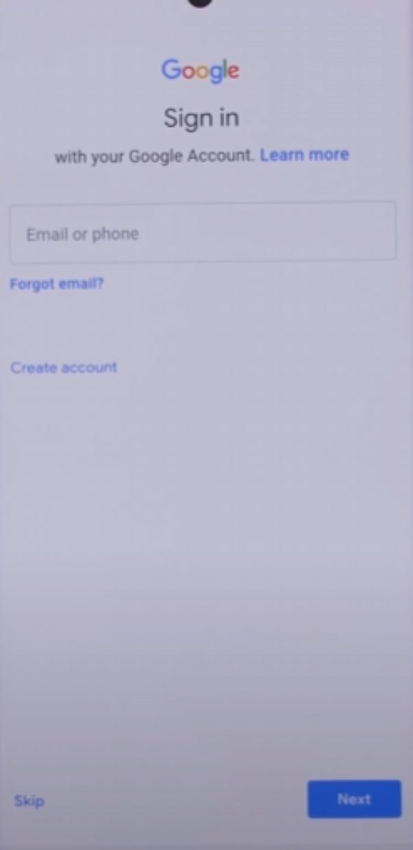 Sign in with the existing Google Account