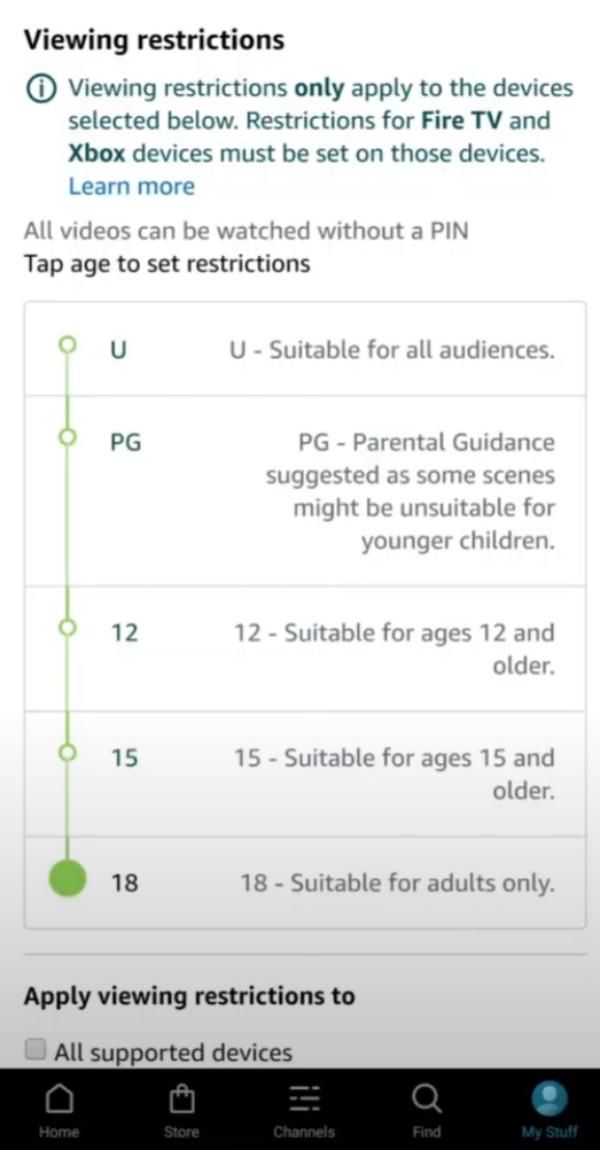 Adjust viewing restrictions