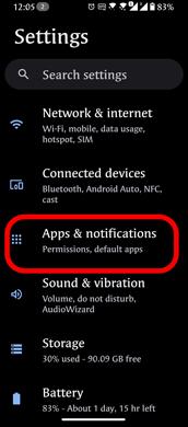 block app from accessing internet- Apps and Notifications Settings on Android