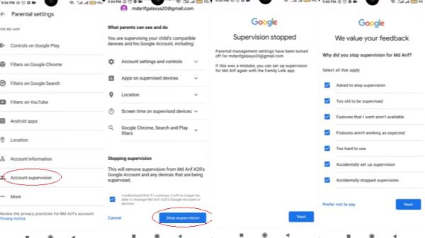 turn off parental controls using the Google Family Link app