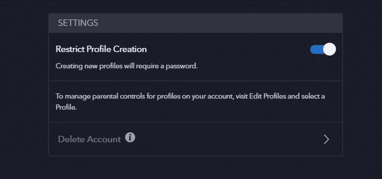 Settings-Restrict Profile Creation