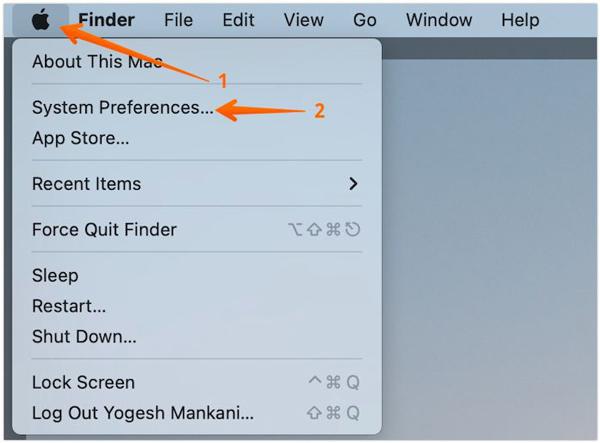 System Preferences settings in Macbook